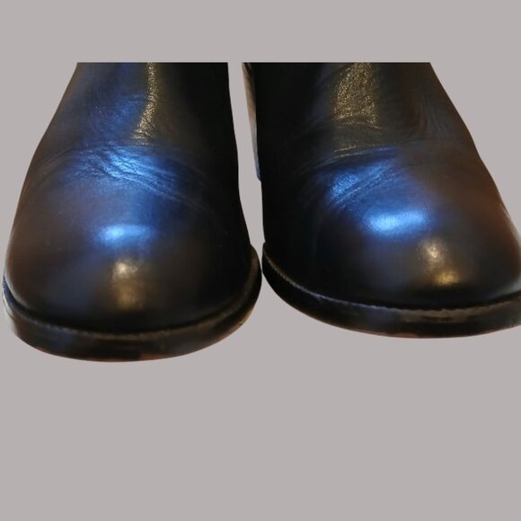 HALOGEN By Nordstrom Black Leather Zip Ankle Strap Boots EUC - Picture 11 of 14